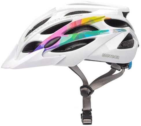 meteor Shimmer In‑Mold Fahrradhelm – Leichter Verstellbarer Helm für Herren Damen Kinder mit Schirm ideal für MTB BMX Skate viele Farben