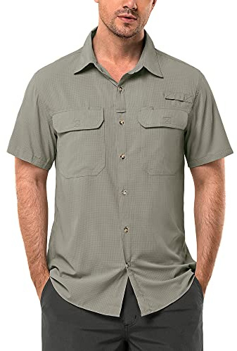33,000ft Hemd Herren Kurzarm UPF50+ UV Schutz Outdoor Hemd Schnelltrocknend | Leicht Wasserabweisend Kurzarmhemd, Sommer Atmungsaktiv Wanderhemd Funktionshemd mit Brusttaschen für Golf Safari Trekking