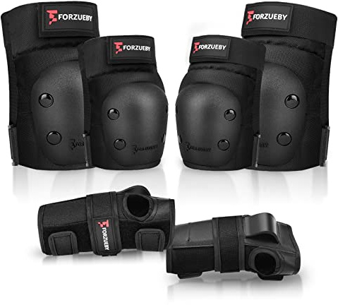 Forzueby Knieschoner, Ellbogenschützer und Handgelenkschützer für Erwachsene&Kinder Protektoren Set, 6 in 1 Schutzausrüstung zum Inliner Skaten, Skateboarden, Scooter Fahren, BMX usw.