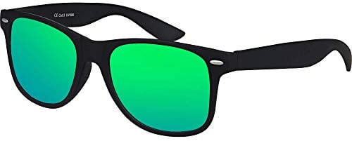 Balinco Sonnenbrille UV400 CAT 3 CE Rubber - mit Federscharnier für Damen & Herren (schwarz - grün)