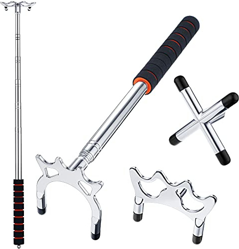 Skylety Billard Queue Snooker Stick Brücke Billardtisch Accessoires Versenkbare Billard Queue Stick Brücke mit 3 Stücke Abnehmbarem Messing Brücken Kopf Billard Pool Queue Zubehör (Silber)