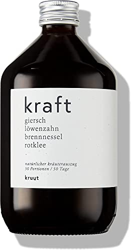 Kruut Kraft Bio-Kräuterauszug 500ml Oxymel | Wildkräuter: Giersch, Löwenzahn, Brennnessel, Rotklee, Oxymel Tinktur, Kräuterdrink Sirup Kur, Ideal zum Sport oder am Morgen