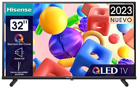 Hisense 32A5KQ 80cm (32 Zoll) QLED Fernseher Full HD, Smart TV, Triple Tuner DVB-T2 / T/C / S2 / S, USB-C, Duale Positionierung, Works with Alexa, WiFi, Game und Hotel Mode, Schwarz [2023]