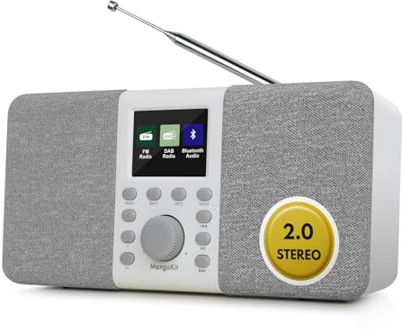 MangoKit MD5 Stereo DAB Radio mit Bluetooth,DAB Plus Radios,Digitalradio,UKW Radio,Tragbares Dab Radios,Küchenradio mit Netzbetrieb und Batterie,Farbdisplay,Alarme,Uhr,Schlummerfunktion-Steingrau