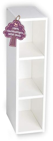 Puckdaddy® Stauraumregal Max, für Malm Kommode, Weiß, Kinderzimmer | Für IKEA Malm Kommode, MDF, Weiß, Fächerregal, Stauraumregal, Maße 19×30×98 cm