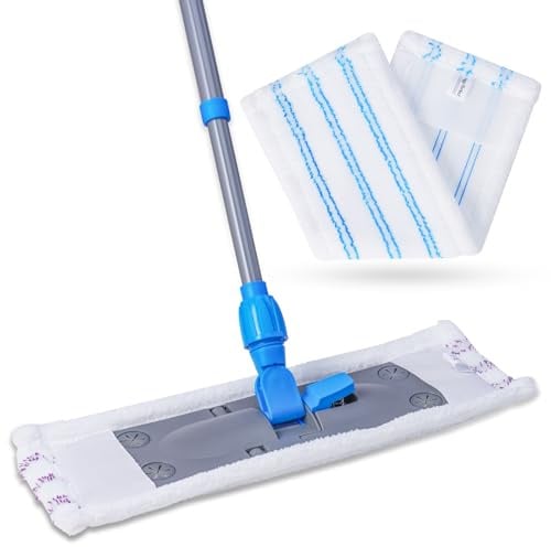 Wischmopp Bodenreiniger Bodenwischer +2 Bezüge Mikrofaser Mopp + Teleskopstiel