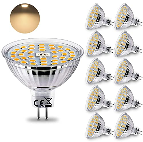HiBay 10er LED Leuchtmittel 12V GU5.3 Lampen Warmweiß 3000K 4W (ersetzt 35W) 400lm MR16 LED Birne 12V AC/DC LED Spot