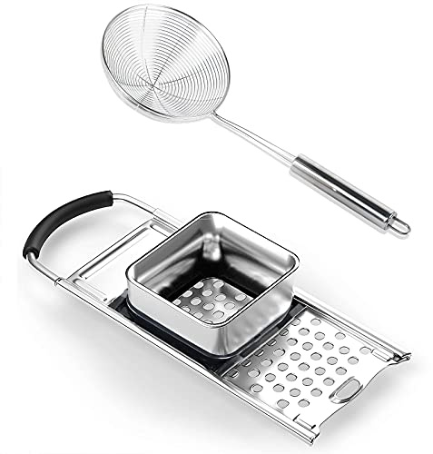 Bestdon Spätzlehobel Edelstahl, Spätzle Set, Spätzlesieb, Spätzlereibe mit Schaumlöffel, Spätzlepresse, Schaber (für Töpfe mit Ø bis 30 cm) - Rostfrei