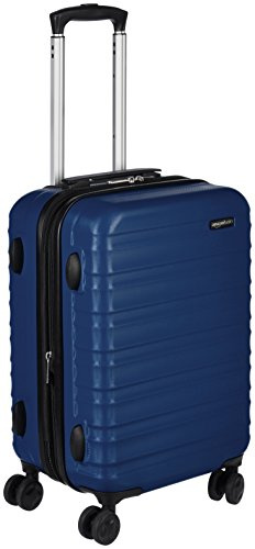 Amazon Basics Hartschalen-Koffer Klein - Erweiterbares ABS-Handgepäck mit 4 Doppel-Spinnerrädern - Kratzfest und Leicht - 55 x 37,5 x 25,5cm - Marineblau