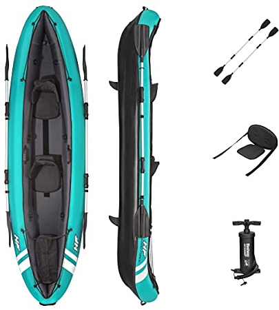 Bestway Hydroforce Ventura Kajak 2 Personen Set, Schlauchboot Set mit Handpumpe, Paddel und Aufbewahrungstasche