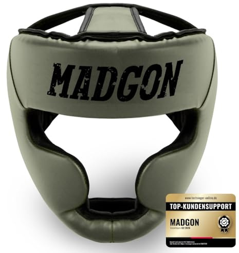 MADGON Premium Kopfschutz, Boxhelm mit Perfekter Sicht und maximalem Schutz, Gesichtsschutz für Kampfsport, MMA, Boxen, Kickboxen & Sparring