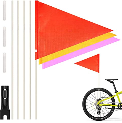 3PCS Fahrradfahne,152cm Fahrrad Wimpel Fahrradwimpel Verstellbare Kinderfahrradfahne Kinder Sicherheitswimpel für Fahrradanhänger Roller Fahne Neon,Fahrradzubehör Warnschild,Jungen Mädchen Radfahren