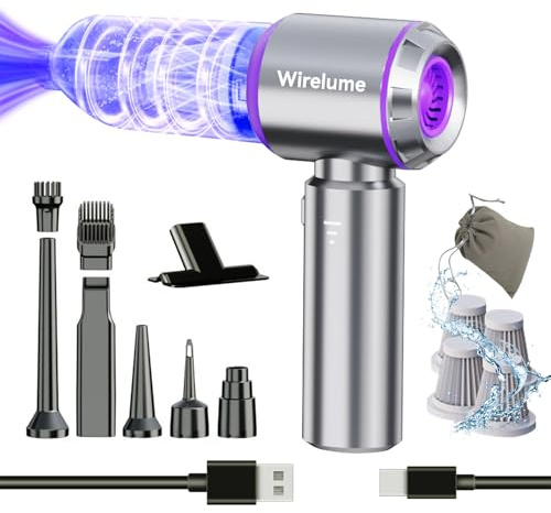 Wirelume Handstaubsauger akku Auto kabellos 4 in 1 autostaubsauger Mini Staubsauger 22,000 Pa Starke Zyklon-Saugleistung Stark 3-Gang tragbar wiederaufladbar leicht für Tierhaare, Fahrzeuge Lila