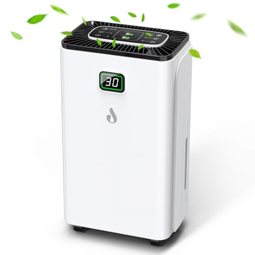 Luftentfeuchter Elektrisch, Entfeuchter 12L/Tag mit Digitalanzeige, 3 Modi, 24H-Timer, 2,5L Wassertank, Schlafmodus, Raumentfeuchter mit Kontinuierliche Entwässerung, Ideal für Schlafzimmer, Keller
