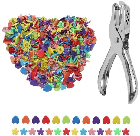 200 Stück Mini Brads Bunt mit Lochzange, Musterbeutelklammern Metall Rundkopfklammern Scrapbooking Brads für Basteln Kartenherstellung DIY Handwerk Büro Papier