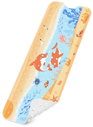 Badewannenmatten rutschfest Kinder，100% BPA frei,100x40cm，Antirutschmatte für Badewanne，Duschmatte,schimmelresistent & maschinenwaschbar,Badematte Kinder Badewanne