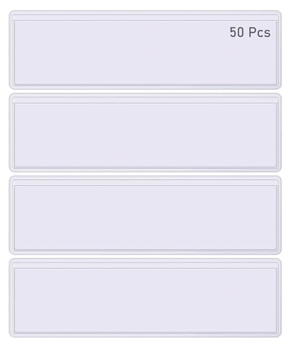 50pcs Etikettenhalter Selbstklebend, Selbstklebende Etiketten Halter Namensschild Briefkasten Beschriftungsfenster,Kunststoff Karteikarte Etikettentaschen für Regal Supermarkt Schule