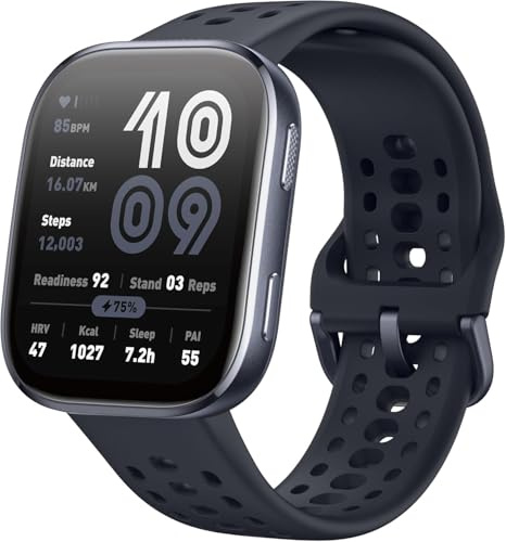 Amazfit Bip 6 Smart Watch 46mm, 14 Tage Akku, 1.97“ AMOLED, GPS & kostenloses Kartenmaterial, AI, Bluetooth Anruf Textfunktion, Gesundheits, Fitness Schlaf-Tracker, 140+ Trainingsmodi, 5 ATM, Schwarz