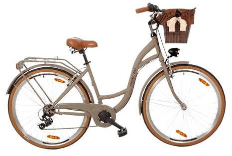 Goetze Mood 28 Zoll Citybike Damen | 18 Zoll Tiefeinsteiger | Shimano Tourney 7-Gang | LED-Beleuchtung | Korb & Gepäckträger | Komfortsattel | City Fahrrad für Alltag & Freizeit