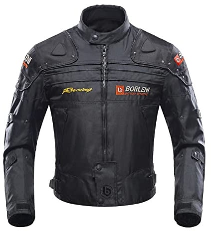 BORLENI Motorradjacke Herren Motorrad Jacke Winddicht mit Protektoren Protektoren Jacke Roller Biker Touren Damen Schwarz L