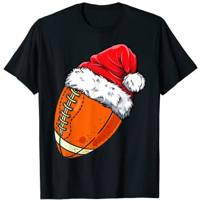 American Football Weihnachten Ball Weihnachtsmütze Geschenk T-Shirt