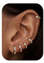 MILACOLATO Kleine Creolen Ohrringe für Damen Herren Chirurgenstahl Knorpel Huggie Ohrringe Snug Lobe Nase Lippen Daith Helix Piercing Schmuck Winzige Hoop Hinged Schläferohrringe Silber