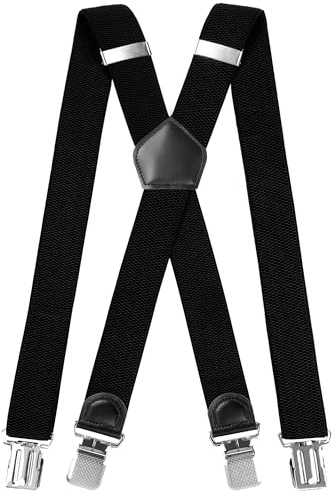 INYEEXUP Hosenträger Herren Extra Stark mit Sehr Starken 4 Metall Clip, Hosenträger Herren Breit Lang X Form, Elastisch und Längenverstellbar, Sehr Gut Geeignet für Große oder Schwere Menschen