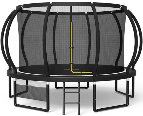 Devoko Trampolin Outdoor Ø 228/305/366/427/488 cm, GS-Zertifikat, Kindertrampolin Gartentrampolin mit Sicherheitsnetz, Rundes Riesentrampolin mit Leiter und Schuhbeutel