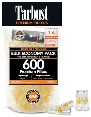 Tarbust 600 Zigarettenfilter Aufsatz für Regular-Größe 7,65–7,90 mm | Filter Zigaretten, Anti Teerfilter für Zigaretten, Plastik Zigarettenfilter, 600 Zigarettenspitze für Regular