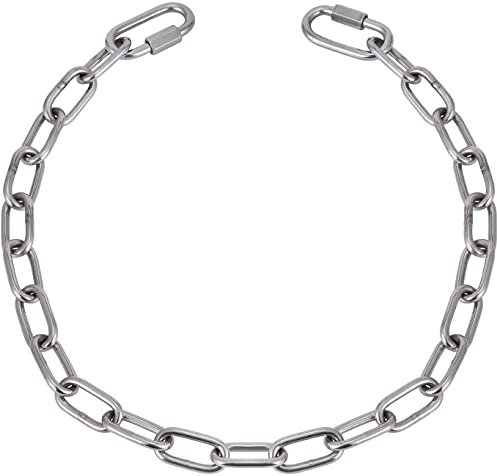 KWOKWEI Rundstahlkette, 1 Meter V4A Edelstahl-Kette mit 2 Karabiner Haken, Ø5 mm Edelstahl Gliederkette Stahlkette Schweisskette max 400 kg für Swing Hängesessel