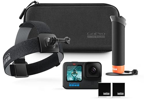 GoPro HERO12-Zubehörpaket – enthält die HERO12 Black-Kamera, den Handler (schwebender Handgriff), den Kopfgurt 2.0, den wiederaufladbaren Enduro-Akku (insgesamt 2) und die Tragetasche