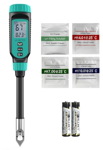 Tadeto pH Messgerät, Digitales Boden pH Messgerät, Garten, Wasser, Lösung und Lebensmittel mit Alloy Schutzhülle und LCD-Display, Ideal für pH-Tests für Rasen, Lebensmittel und Garten