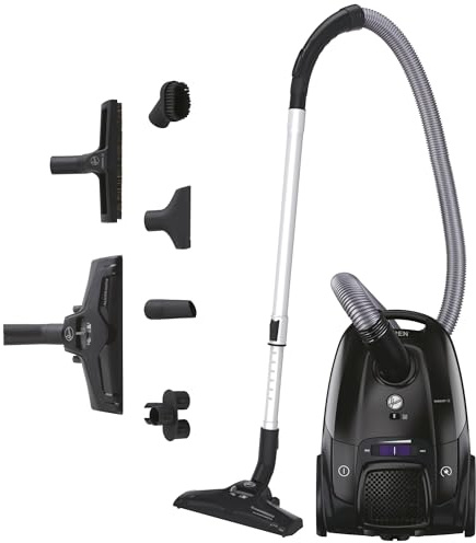 Hoover Telios Staubsauger mit Beutel für Hartböden & Teppiche, kompakt, leise 69dBA, 3,5L Staubbeutel, EPA12-Staubfilter, Parkettdüse, integriertes Zubehör, 700W, Staubsauger mit 9,6m Kabel