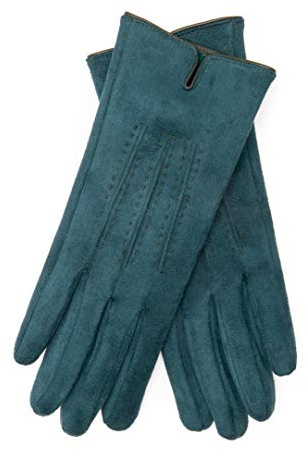 EEM Damen Handschuhe 100% vegan, Velours Optik, weiches elastisches Material, kuscheliges Teddyfleece