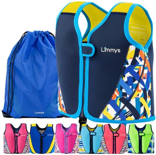 Limmys Premium Neopren Schwimmweste - Ideale Schwimmhilfe für Jungen und Mädchen - Extra Kordelzugtasche Inclusive, Europäische Marke, Verschiedene Größen (Dunkelblau, Klein)