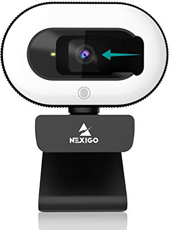 NexiGo StreamCam N930E, 1080P Webcam with Ring Light and Privacy Cover, Auto-Focus, Plug and Play, Web Camera for Online Learning, Zoom Meeting Skype Teams, PC Mac Laptop Desktop Computer