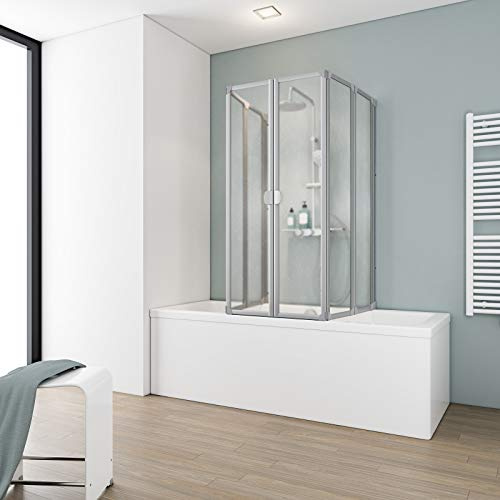 Schulte Duschwand für Badewanne 70–80 cm, Kunstglas, Alu-Natur | Badewannenaufsatz aus Kunstglas Softline hell mit einfachem Aufbau und langlebiger Ausführung.
