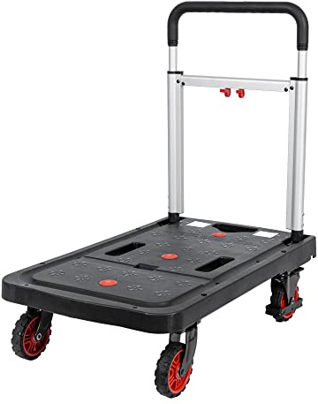 STIER Plattformwagen, Rollwagen, vollständig klappbar, Tragkraft 137 kg, 680 x 410 x 920/80 mm, 2 Lenk- & 2 Bockrollen