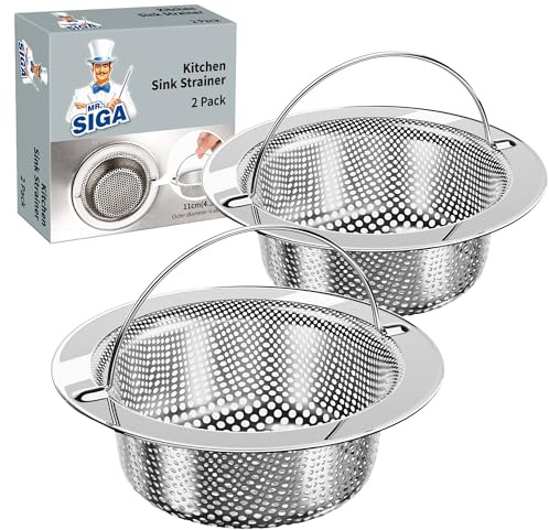 MR.SIGA Spülbecken-Sieb, Spülbecken-Ablaufsieb aus Edelstahl, spülmaschinenfest, 2er-Pack