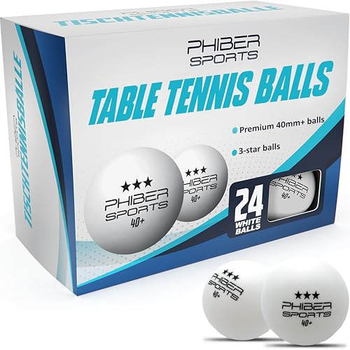PHIBER-SPORTS 24 Stück Tischtennisbälle 3 Stern 40+ Premium - Perfekte Spieleigenschaften - Ideal für Anfänger, Familien und Profis - Nach Wettbewerbsrichtlinien