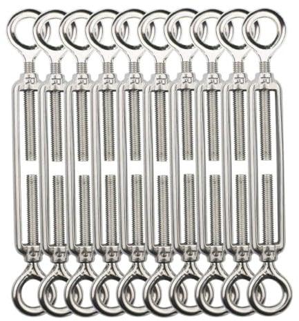 TooTaci M5 Seilspanner Edelstahl, 10 Stück O-O Spannschlösser mit Haken & Öse, 304 Edelstahl Drahtspanner Stahlseil Seilspanngarnitur – Zaunspanner für Rankhilfe, Gartendraht, Seilsystem