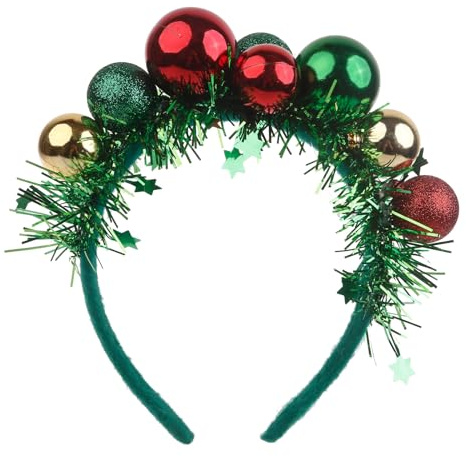 Bestvisse Festliches Haarband mit farbigen Kugeln Lustige Weihnachtskopfbedeckung für Neujahrs-Party-Dekorationen Haarreif