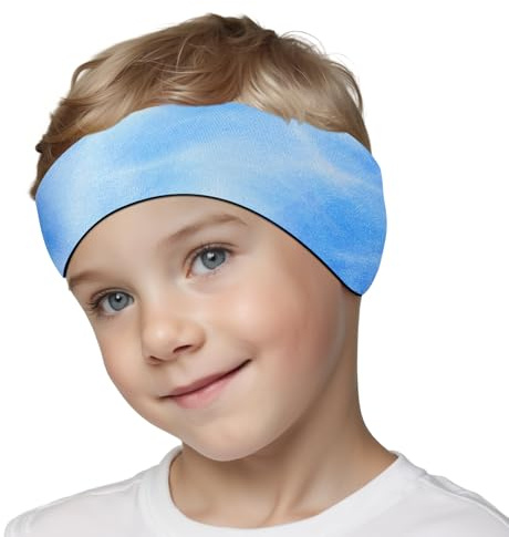 HeySplash Schwimmstirnband Kinder, Ohrenschutz Schwimmen, Neopren Stirnband mit Hoher Elastizität, Klettverschluss, Wasserdicht, M, Blau Welle