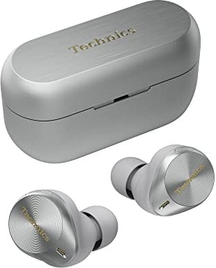 Technics EAH-AZ80E-S kabellose Ohrhörer mit Noise Cancelling, Multipoint Bluetooth 3 Geräte, bequemer In-Ear-Ohrhörer, Kabelloses Laden, Silber