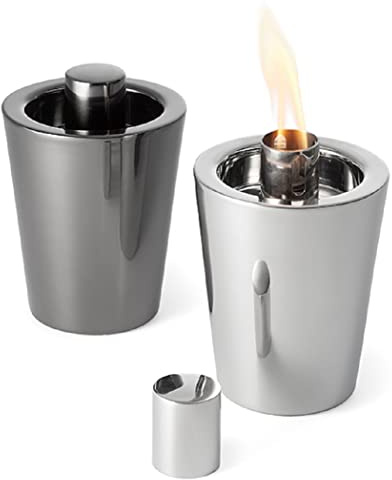 Philippi - TARCIA Tischfackel - Kleines Tischfeuer für Balkon oder Terasse - Edelstahl poliert - Silber