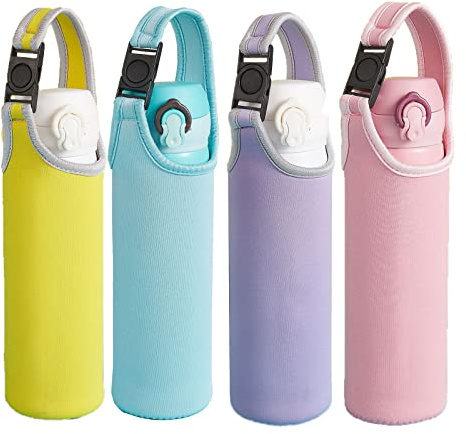 Hoshisea 4 Stück Flaschenhülle, Neopren Flaschen Schutzhülle, Glasflaschen Hülle, Flaschen Thermo-Hülle Taschen, für den Schutz von Wasserflaschen in der Schule, Arbeit, im Fitnessstudio, auf Reisen