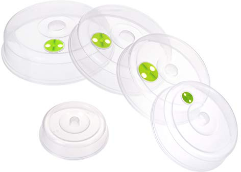 Set mit 5 Mikrowellenteller-Abdeckungen mit verstellbaren Dampföffnungen; Mikrowellen-Spritzschutzabdeckungen – gemischte Größen für große und kleine Speiseteller, Schüsseln