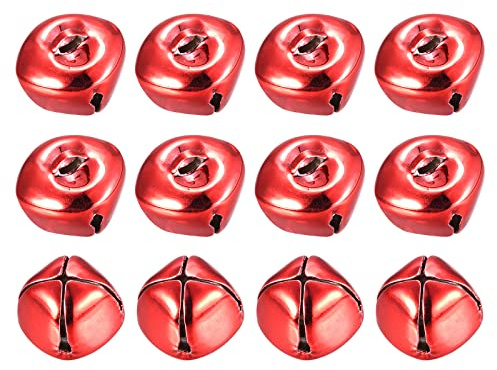 sourcing map 12 Stück Glöckchen, Metallglöckchen, 20mm Glöckchen Zum Basteln, Kleine Glocken, Schellen für Handwerk, DIY Weihnachten Dekoration, Geschenkdeko, Rot