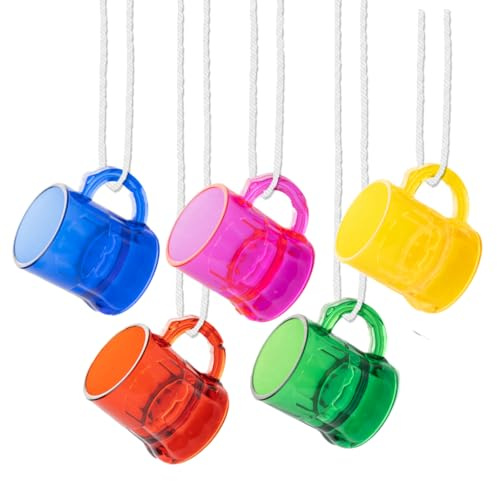 Carlso 20er-Set Schnapsgläser zum Umhängen mit Henkel, Shotgläser für Partys, bunte Likörgläser, Aperitif-Gläser, Dessertgläser, vielseitig einsetzbar (Bunt)