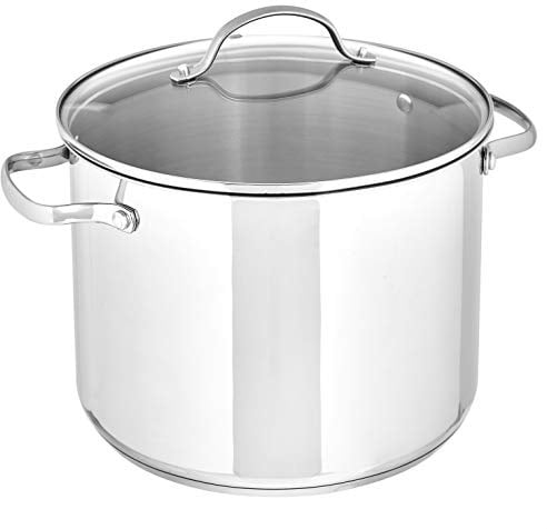 Amazon Basics Edelstahl-Suppentopf mit Deckel, 7.6 l, silberfarben